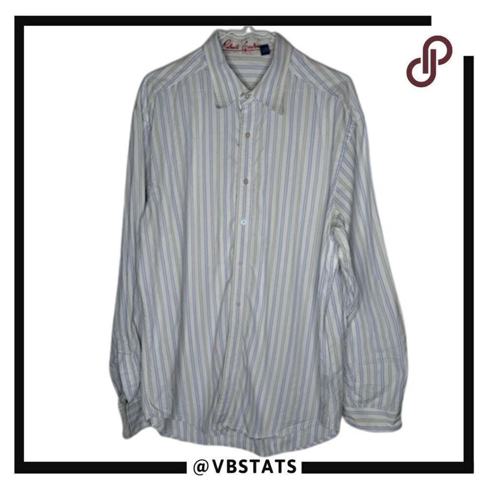 Robert Graham Men's Striped Button Down Shirt Blue White Size XL
